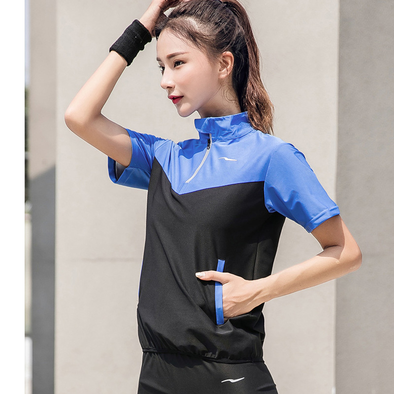 Sauna Suit Women Weight Loss Jacket Pant Gym Sweat Suits Short Sleeve Half Zip Workout Suit for Jogging Yoga Hiking Boxing