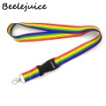 1set Homosexuality Rainbow color Wristlet Lanyards Neck Strap webbings ribbons Phone ID Card Holder For Keys DIY Hang Ropes