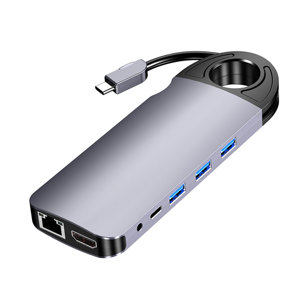 10 in 1 Aluminum Alloy USB Type C Hub USB C to Multi USB 3.0 PD 3.5mm Jack TF VGA HDMI Adapter 1Gbps RJ45 Network Card for PC Co