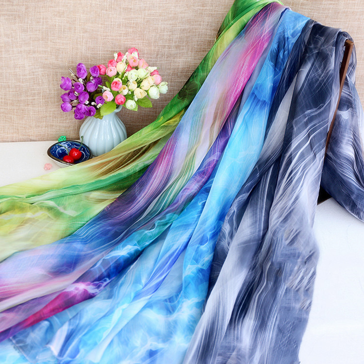 Skin-friendly 30D printed chiffon fabric Chinese ink fabric Silk spring and summer dress silk scarf Hanfu clothing fabric diy