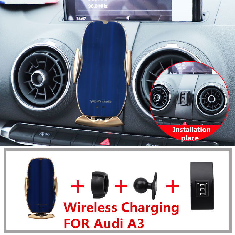 Wireless charging Car Phone Holder Auto-Lock Auto-Releas Phone Stand Car Mount For Audi A3 2019 2020 Car Interior Phone Bracket