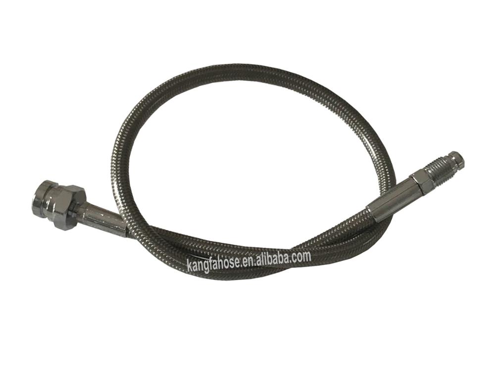 PU Covered Motorcycle Brake Oil Hose Line Stainless Steel Braided PTFE Pipe With Hexagonal Joint And Outer Filament