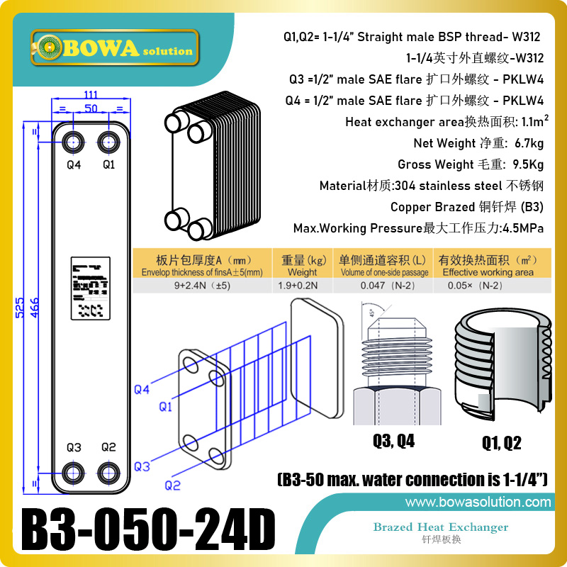 21kw condenser of R410a heat pump air conditioners is used to working for water heating, floor heating or other hydronic systems