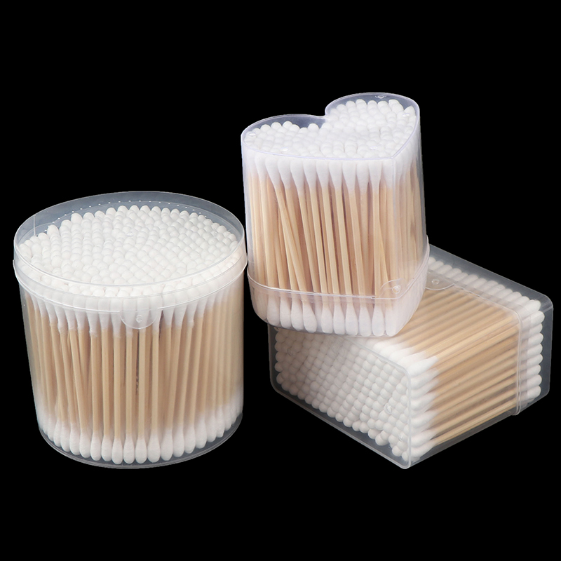 300pcs New Disposable Double Head Cotton Swab Applicator Swabs Bamboo Handle Sturdy For Beauty Makeup Nose Ears Cleaning