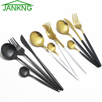 4Pcs Tableware Set Knife Fork Spoon Cutlery Set Stainless Steel Dinnerware Set Matte Black White Gold Silverware Flatware Set