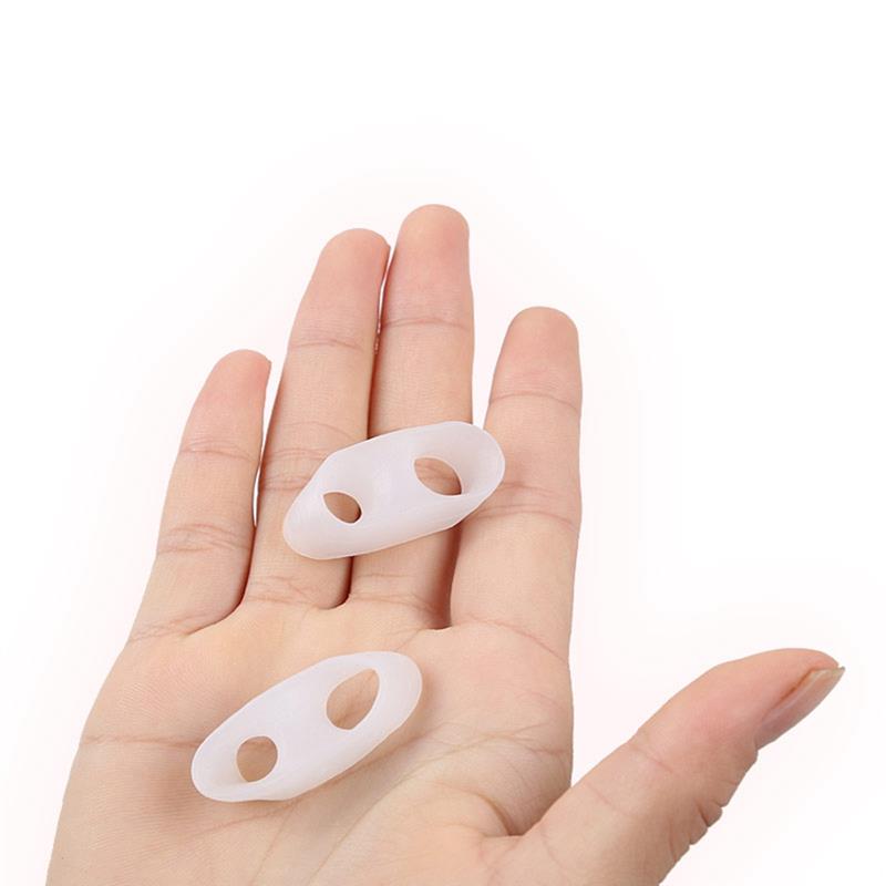 1 Pair Kapmore Toe Separator 2 Holes Silicone Soft Elastic Toe Spacer Toe Straightener Nails Finger Separator for Adult