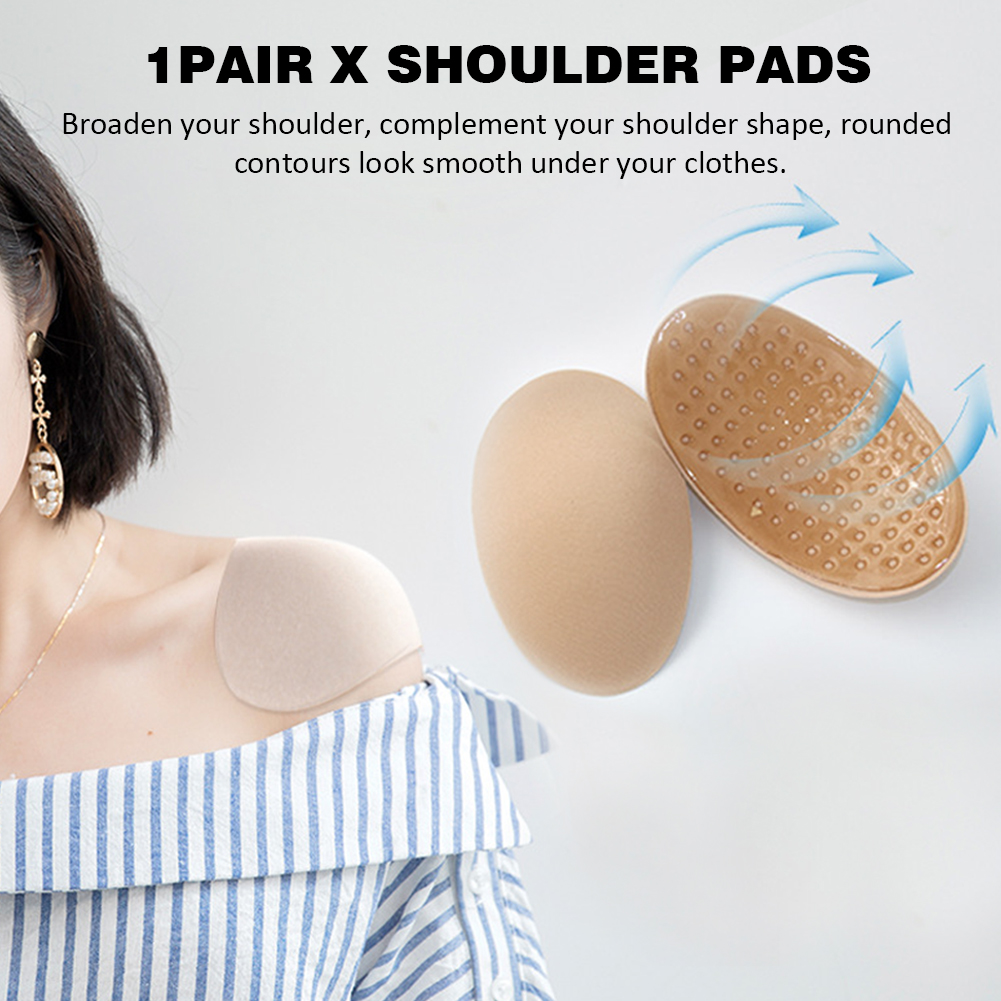 1pair Reusable Push Up Soft Silicone Invisible Shoulder Pads Self Sticky Practical Cushions Sewing Accessories For Clothing