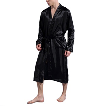 Men's Silk Satin Bathrobe Robe Long Solid Silk Pajamas Men Silk Nightgown Sleepwear kimono homme Gown USA Stock