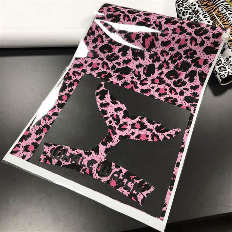 1 Roll 25cm*100cm PU Leopard heat transfer vinyl film Stretch Cutting Heat press Vinyl Film Iron-on HTV T-Shirt