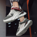 Trendy youth all-match net celebrity sneakers men's explosive style lace-up thick bottom running shoes outdoor sports essential