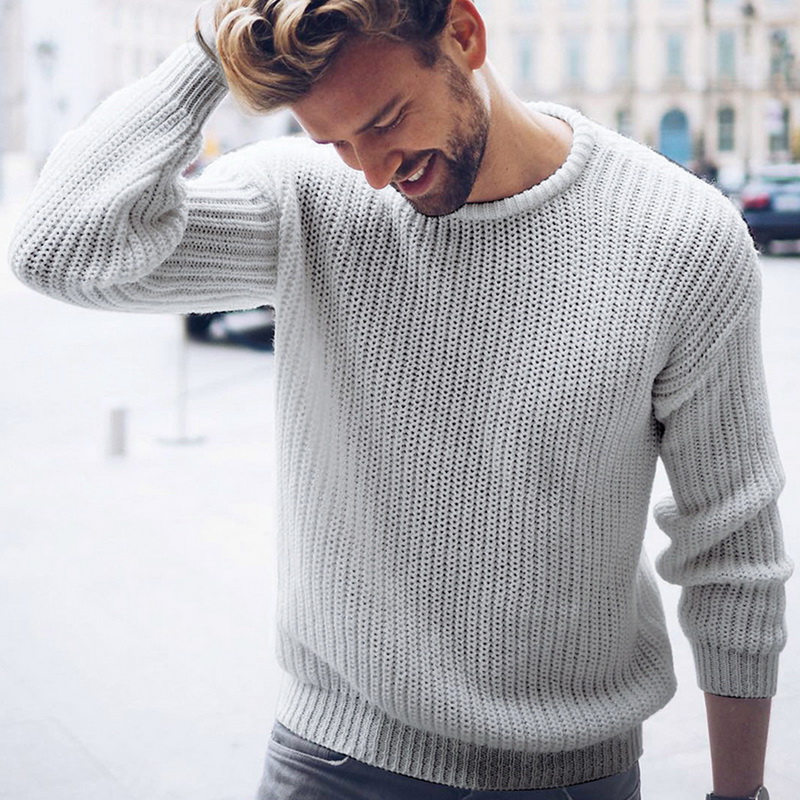 Puimentiua Men Brand Sweater Black White Casual Knitted Pullover Solid O Neck Men Sweaters Fashion Streetwear Autumn Winter Tops
