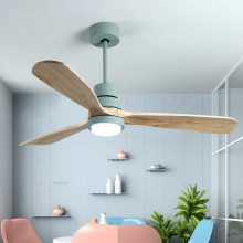 Nordic Creative Led Ceiling Fan Light Modern Three Color Change Living Room Restaurant Cafe Wooden Fan Lamp With Remote Control