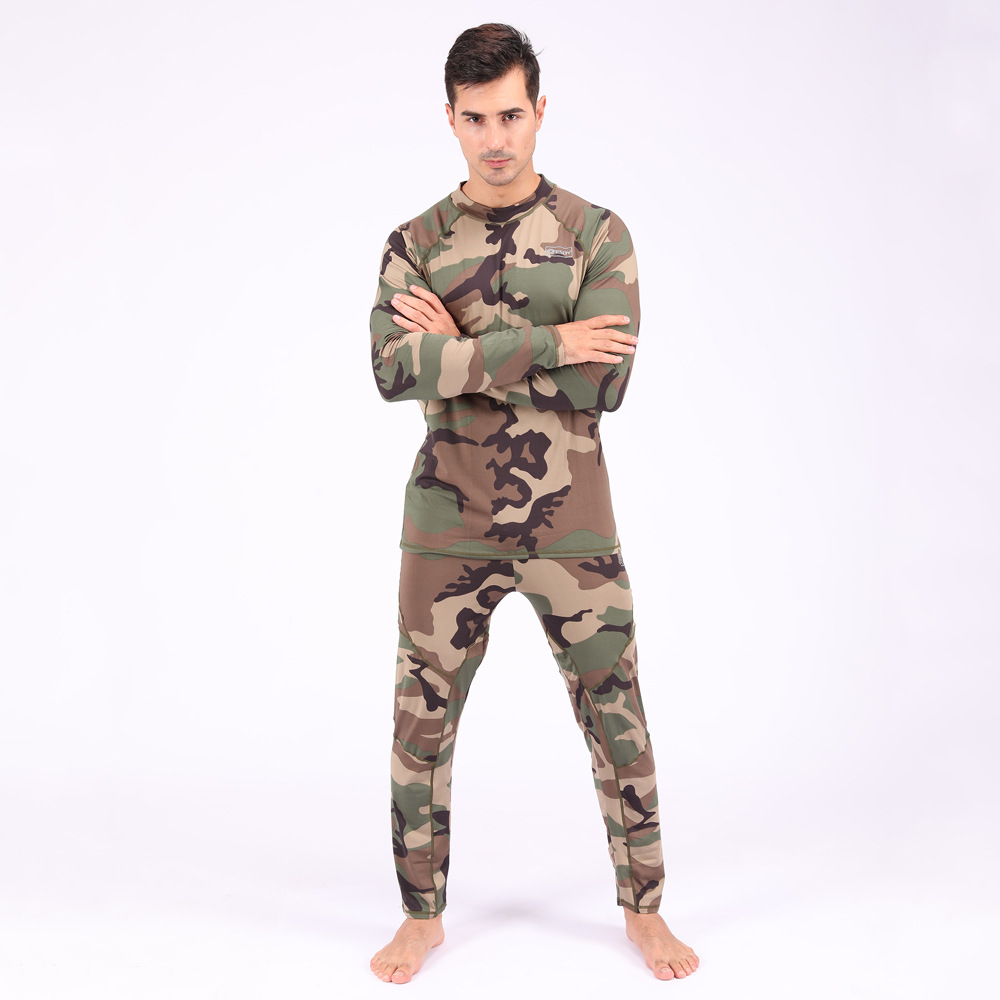 ESDY Men Camouflage Thermal Underwear Set Long Johns Functional Long Johns Training Camo Sports Run Tracksuit Outdoor Underwear