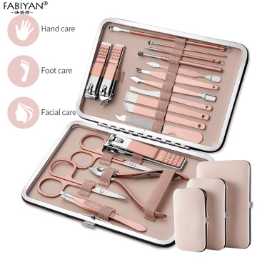 Manicure Set Nail Art Clipper Scissors Tweezer Cutter Trimmer Stainless Steel Pedicure Care Tools With Case 7/10/15/18Pcs