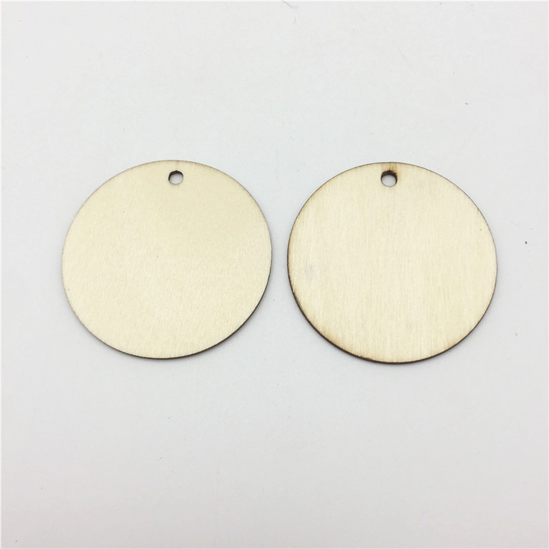 50pcs 25mm/38mm/50mm Blank Wood Circle Coins Pendants Round Wooden Disks Slices With Holes Favor Tags Pendant Embellishments