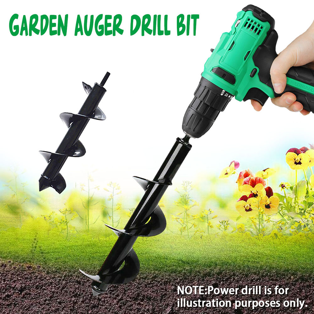 6 Sizes Garden Auger Electric Garden Planting Digging Hole Digger Earth Auger Spiral Drill Bit Flower Planter Bedding Bulbs Seed