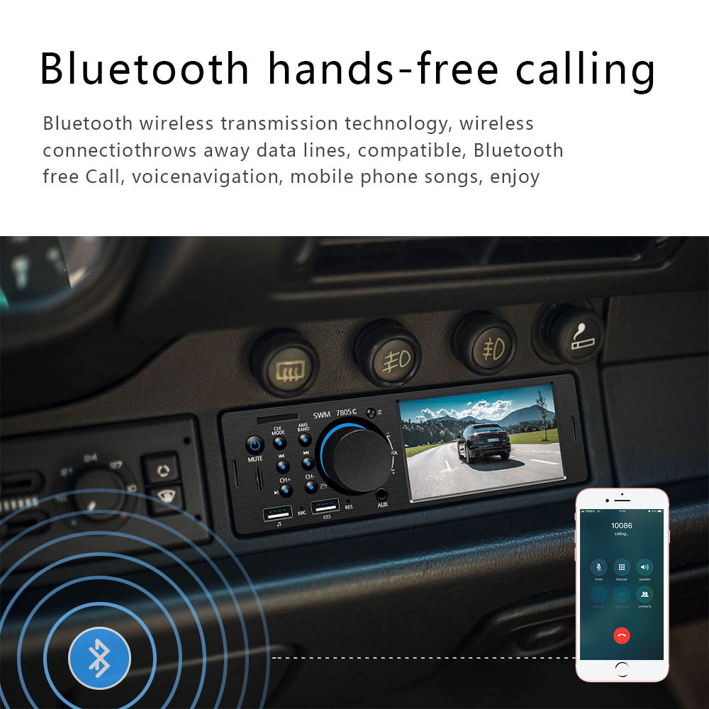 Podofo 1 Din Car Radio Autoradio FM Bluetooth Multimedia MP3 MP5 Player 4.1" Inch Car Stereo 12V Auto Audio USB Remote Control