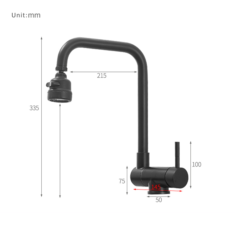 Stainless Steel Multifunctional Matte Black SUS304 Kitchen Sink Faucet Mixer Foldable Rotating Kitchen Hot Cold Water Tap B3358