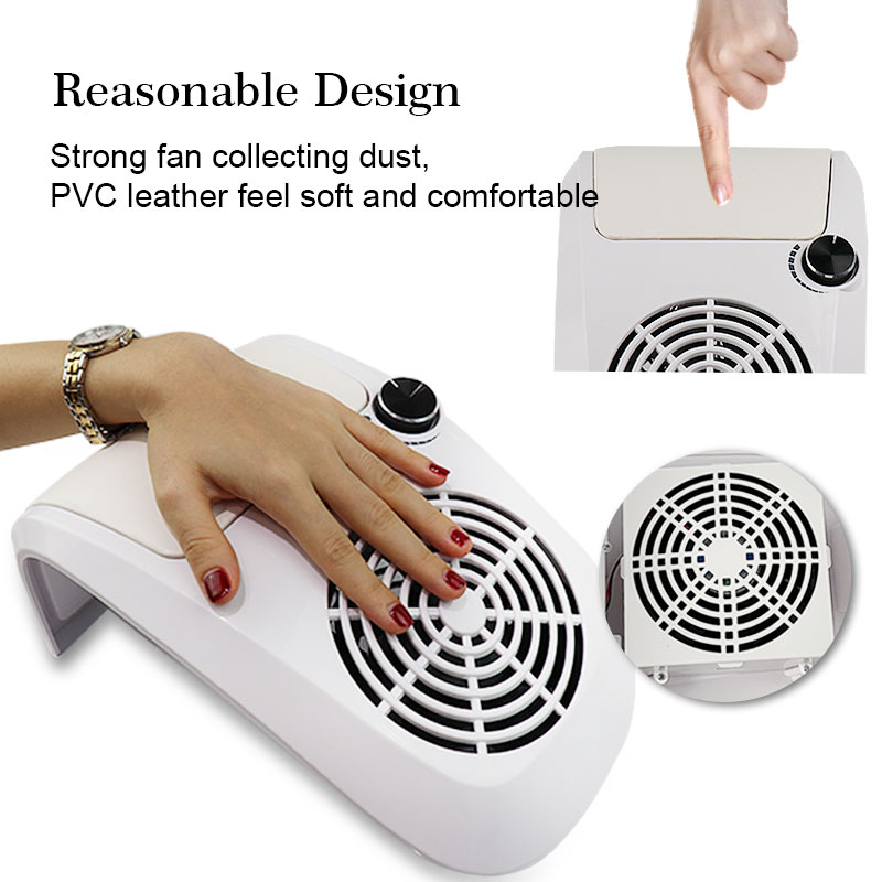 60W Power Nail Dust Collector Vacuum Cleaner Strong Fan With 2 Dust Bag For Professional Manicure Machine For Nail Salon Use