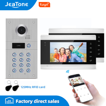 Tuya Smart App Remote Control WiFi Wired Video Door Phone Intercom Access Control System Motion Detection Code Keypad RFID Card