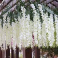 12pcs/lot Wedding Decor Artificial Silk Wisteria Flower Vines Hanging Rattan Bride Flowers Garland for Home Garden Decoration