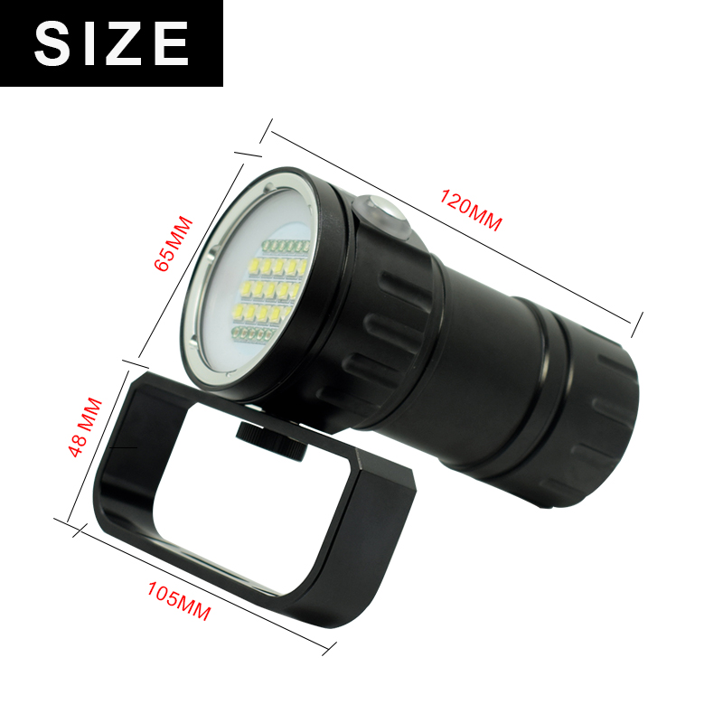 Professional 25000LM Underwater Scuba Diving Flashlight 15x L2 White+6xRed+6xBlue Light Dive Torch Video Photography Lamp