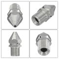 Cleaning Nozzle,High Pressure Washer Drain/Sewer Jetter Nozzle (4 Jets) 1/4" Male 4.5 Stainless Steel Pipe Dredge Nozzle