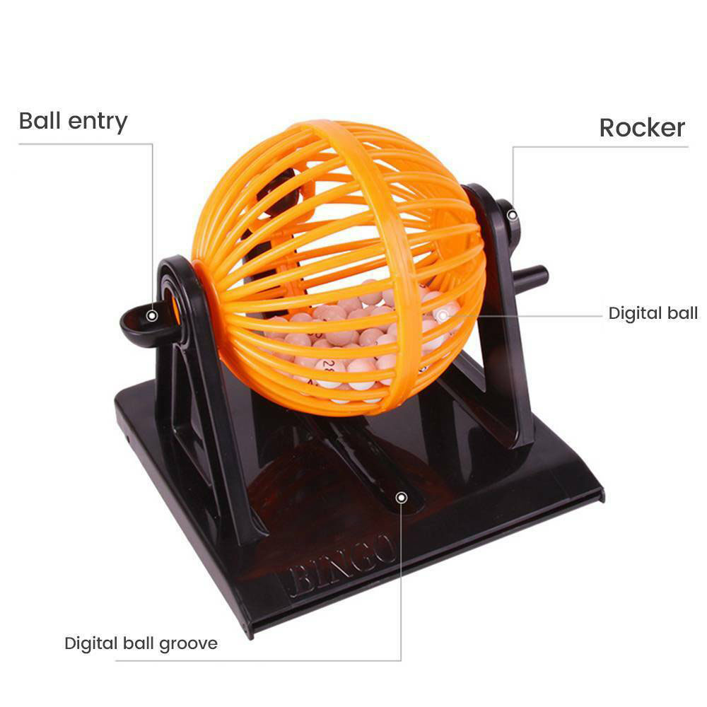 Large Traditional Bingo Game Family Revolving Ball Dispenser Machine Balls Cards