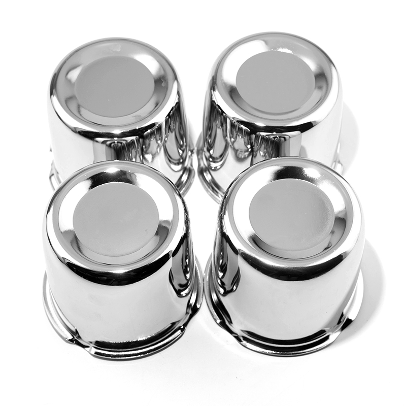 4pcs 3.31in Wheel Push Through Center Caps Hub Stainless Steel Chrome Sliver For 3.31" Trailer/Truck Rims Center Bore 3.19" Tall