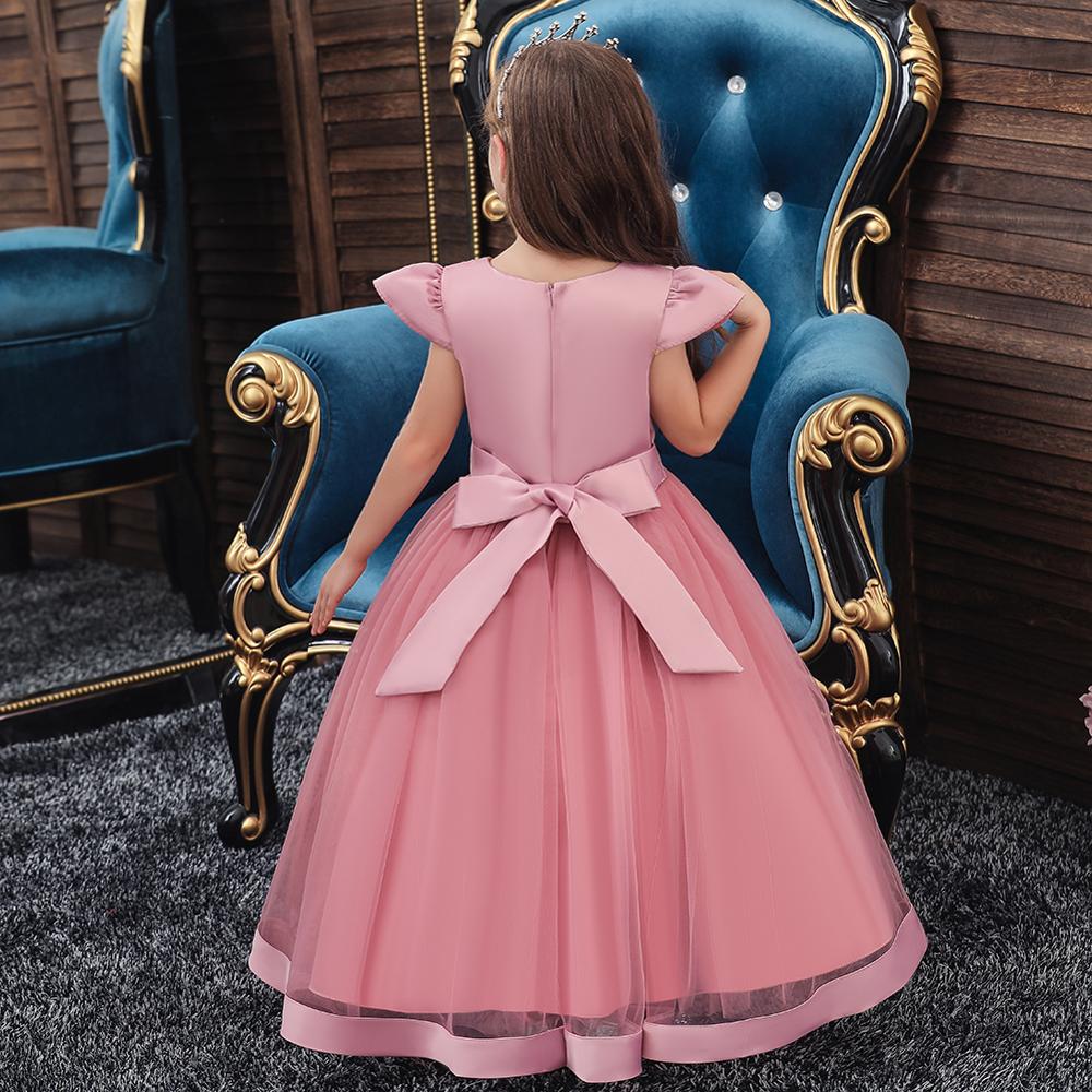 New Princess dress of Girl Kids embroidery Dress Flower Girl Toddler Elegant Dress Vestido Infantil Formal Party Dress Gold