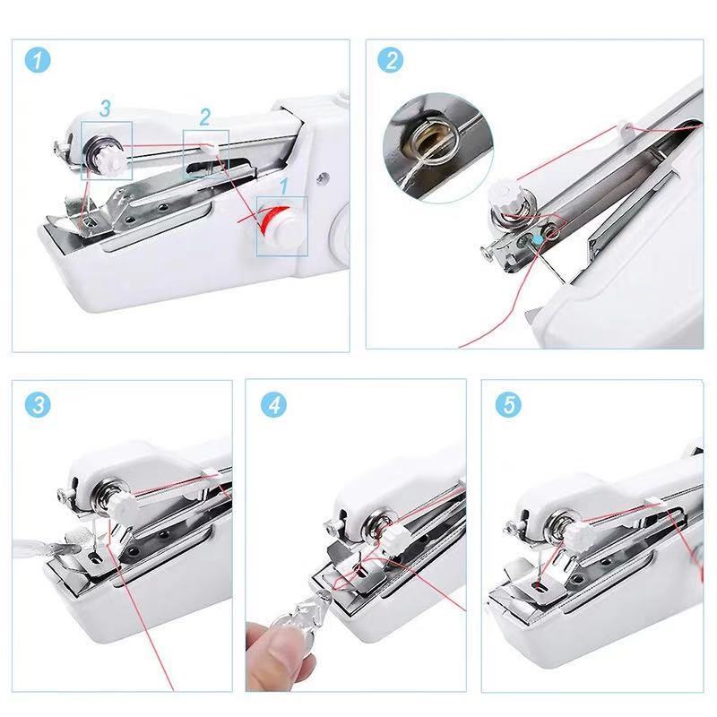 Portable Mini Hand Sewing Machine Electric Stitch Household Cordless Needlework Set for Quick Repairs DIY Clothes Stitchin