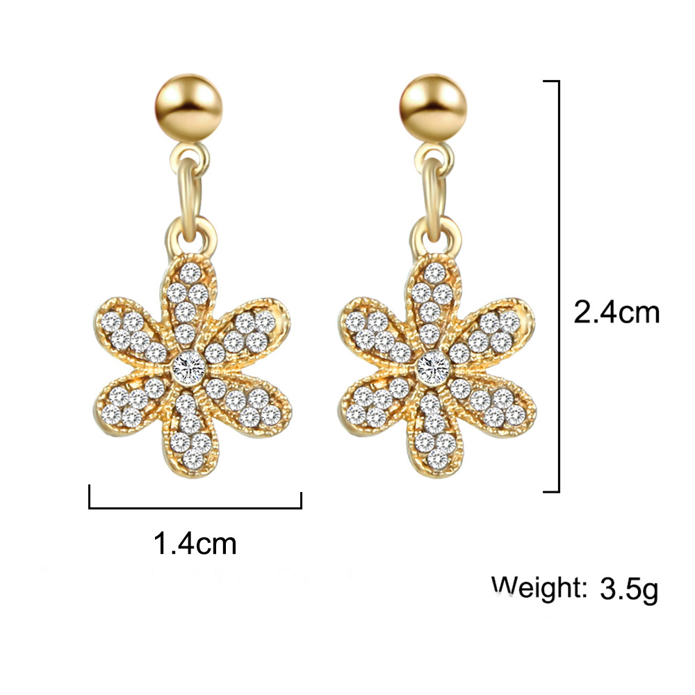 New Style Earrings, Feminine And Fresh Plum Earrings, Simple And Fashionable Wild Inlaid AAA Zircon Flower Earrings