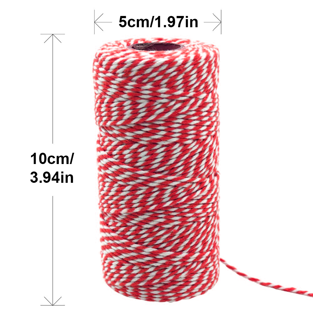 100Meter/Roll Two Colors Cotton Baker Twine Rope Cord Christmas Wedding Decoration Gift Packaging String DIY Gift Crafts Wrap