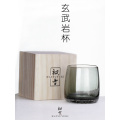 Japanese Style Gray Basalt Whiskey Glass Crystal Brandy Snifters XO Wine Glasses Cup Whisky Tumbler Sake Bowl With Wood Gift Box