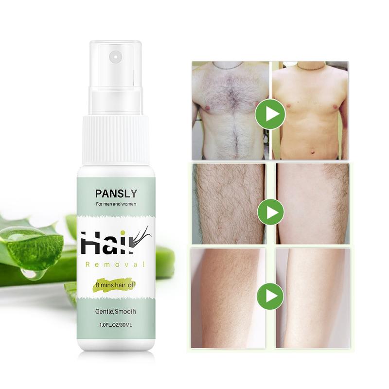 PANSLY Hair Removal Spray Powerful Permanent Painless Stop Hair Growth Inhibitor Shrink Pores Skin Smooth Repair Spray TSLM1