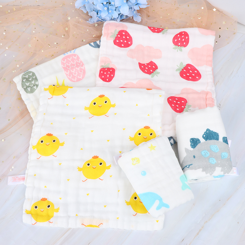 25x25cm Cotton Soft Baby Face Towel 6 Layers Muslin Baby Towels Handkerchief Bathing Feeding Face Washcloth Wipe Burp Cloths