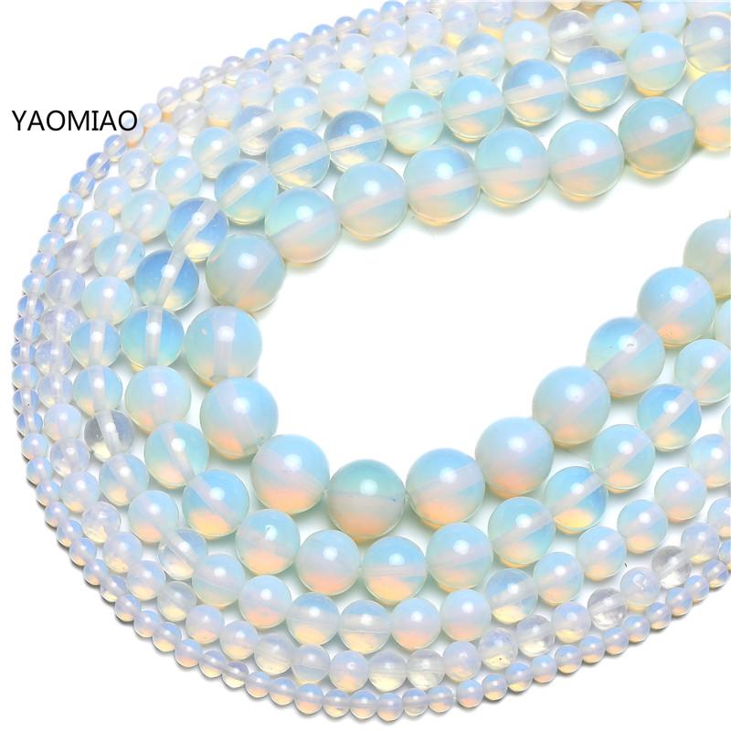 Natural Opal Beads Fit Diy Make Up Charms Beading Opalite Stone Beads 4 6 8 10 12mm For Jewelry Making Accessories