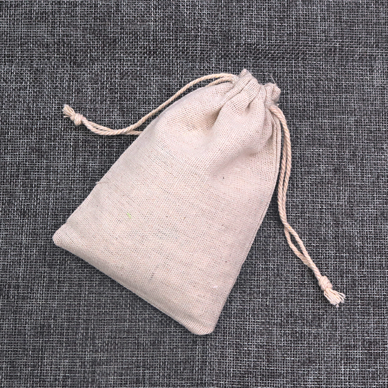 10pcs/lot 8x10 9x12 10x14cm Natural Cotton Bags Small Drawstring Gift Bag Pouches Muslin Bracelet Candy Jewelry Packaging Bags