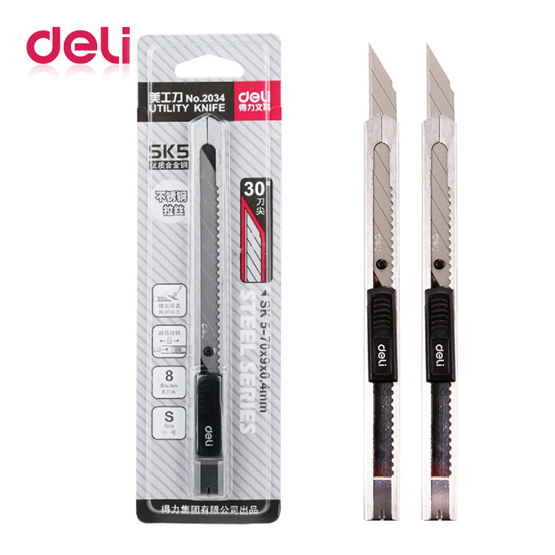 Deli 1pcs High Quality Alloy Steel Knife Durable Utility Knife For Carving Open Box Wallpaper Cutter Material Escolar Stationery
