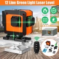 12 Lines 3D Laser Level Green 110~220V Level Self-Leveling 360 Horizontal And Vertical Cross Super Powerful Green Laser Level
