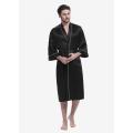 19 Momme Kimono Men's Sleepwear Silk Robe with Piping Pure Color Long Kimono Bathrobes Soft Nightgown