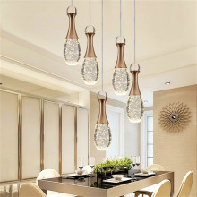 Modern Glass Crystal Pendant Lights Living Room Restaurant Dining Room Kitchen Hanging Lamp Water-drop Home Decor Light Fixtures