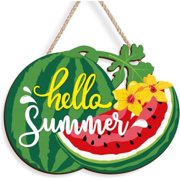 Hello Summer Watermelon Wooden Door Hanger