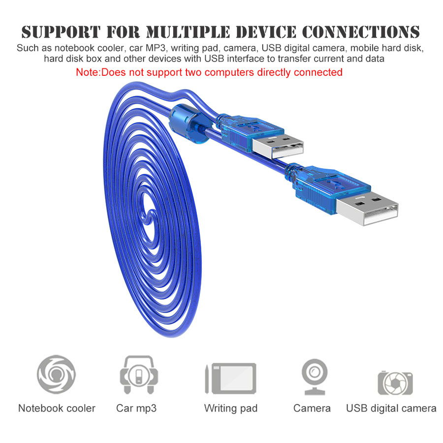 High Speed USB 2.0 Data Cable 0.3m 0.5m 1.5m Male To Male USB2.0 Type A Extension Cord For Car MP3 Cameras Hard Disk Cabo