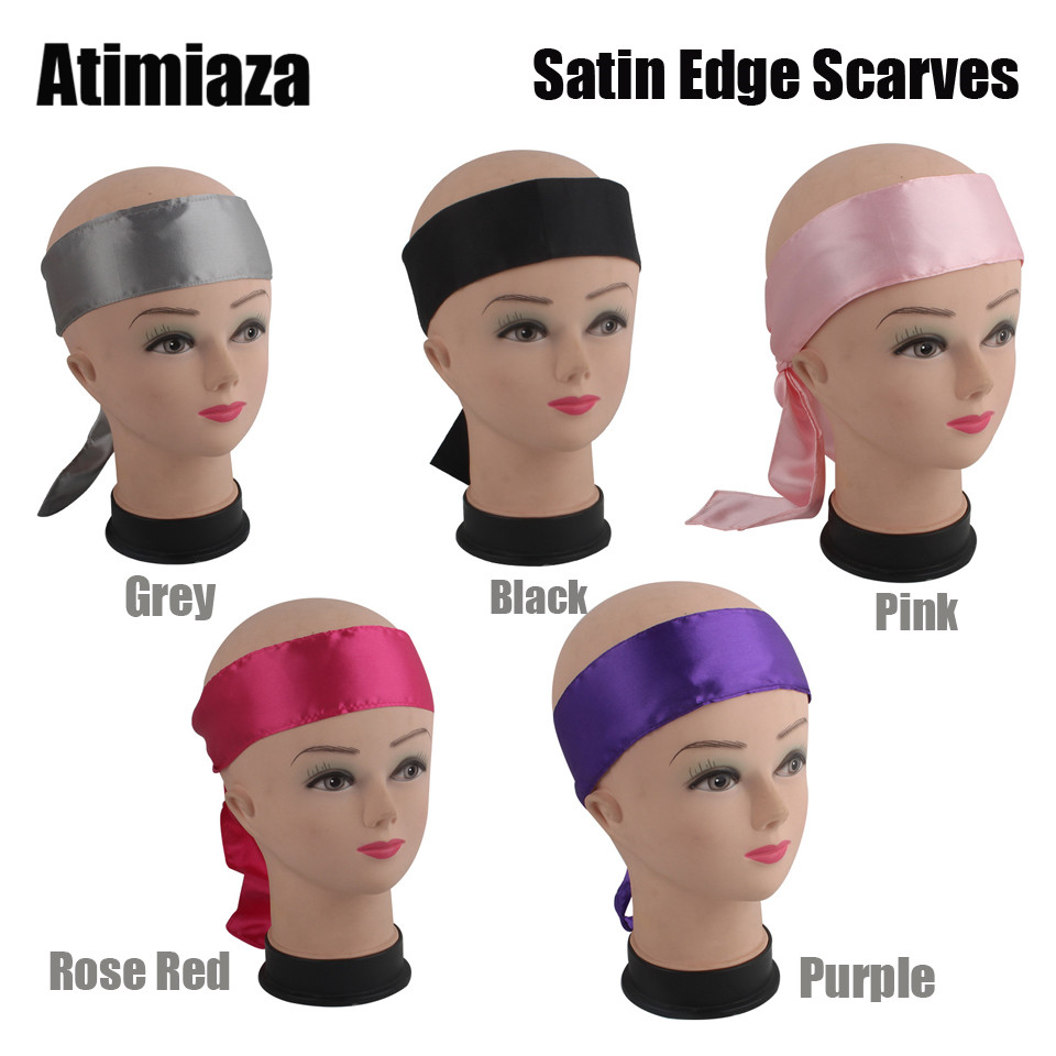 Atimiaza Satin Edge Laying Scarf Edge Wraps For Hair Frontals Wigs Soft Women's Satin Headband For Makeup, Facial,Sport,Yoga