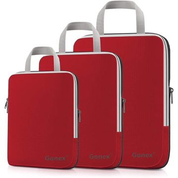 Gonex 3pcs/set Travel Storage Bag Suitcase Luggage Organizer Hanging Ziplock Clothing Compression Packing Cubes Boy Friend Gift