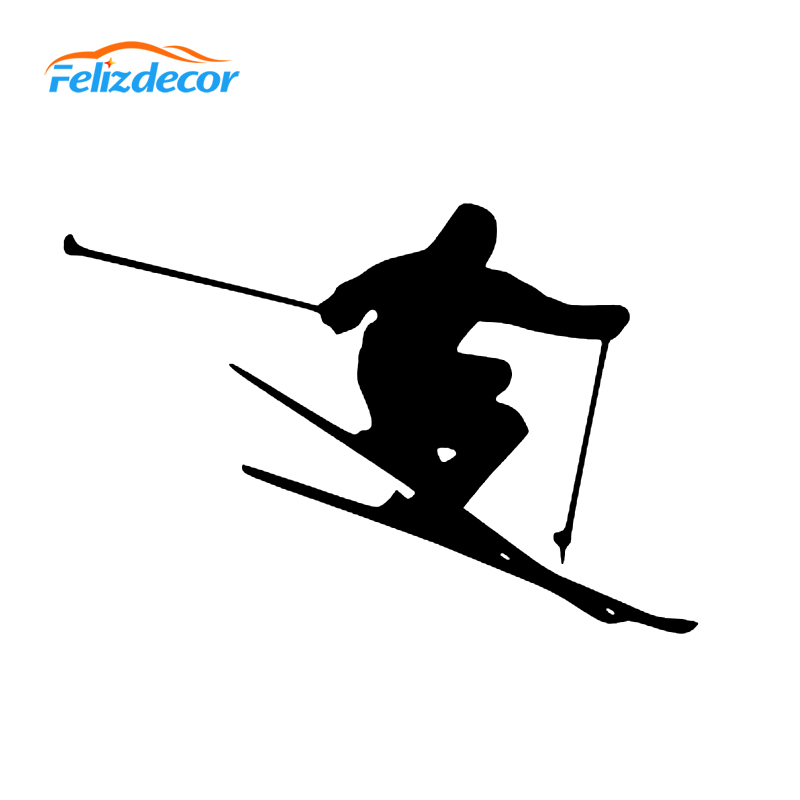 18*12cm Skier Decal Skiing Sticker Car Decals Art Window Decor Tumbler Bumper Sticker Laptop Tablet white black L794