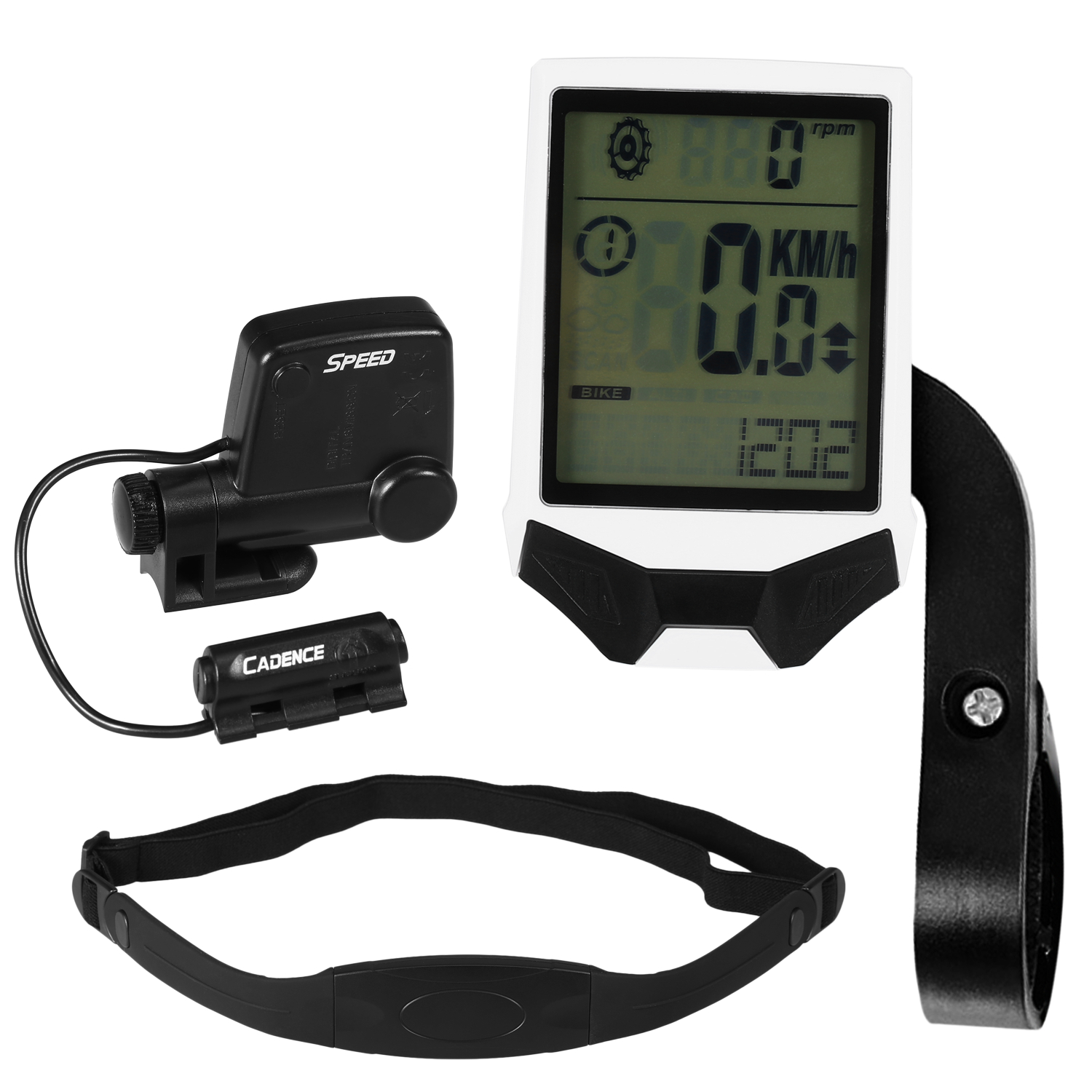 Wireless Bicycle Computer Bike Odometer Speedometer LCD Display 3 in 1 Cycling Computer With Cadence Heart Rate Monitor
