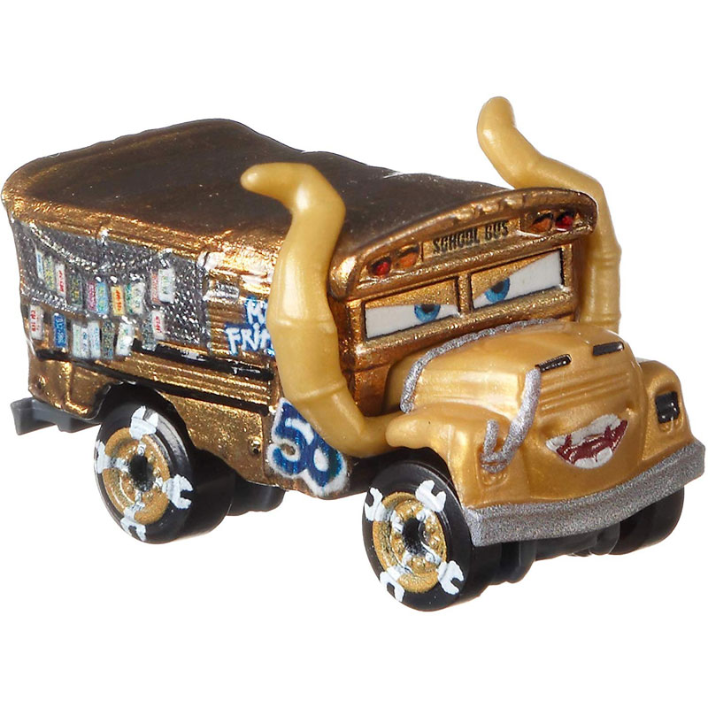 10pcs Original Disney Pixar Cars 3 Mini Diecasts Toy Vehicles Golden School Bus Miss Fritter Lightning McQueen Metal Car Toys