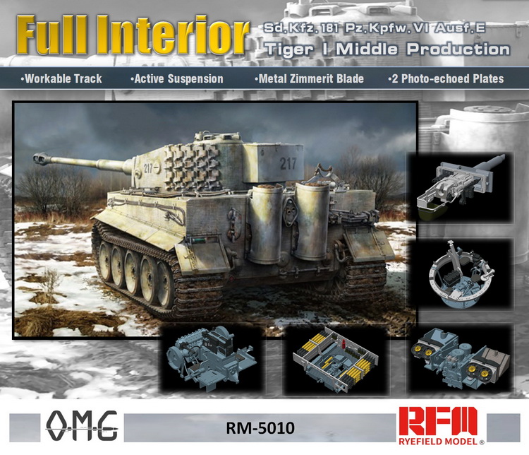 w/Fully Interior[Rye Field Model] Ryefield Model RFM RM-5010 1:35 Tiger I Middle Production